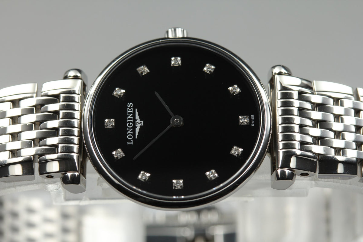 LONGINES La Grande Classique L4.209.4 Black 12P Diamond 23mm Women's Qz Watch