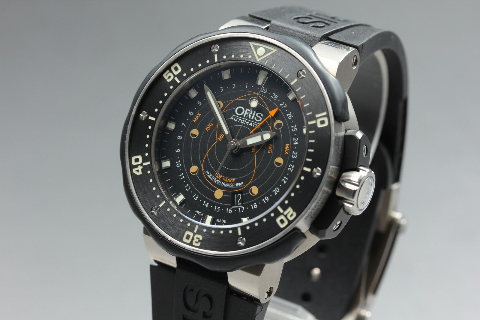 ORIS ProDiver Pointer Moon 7682 Automatic Black Men's Watch 46mm JAPAN