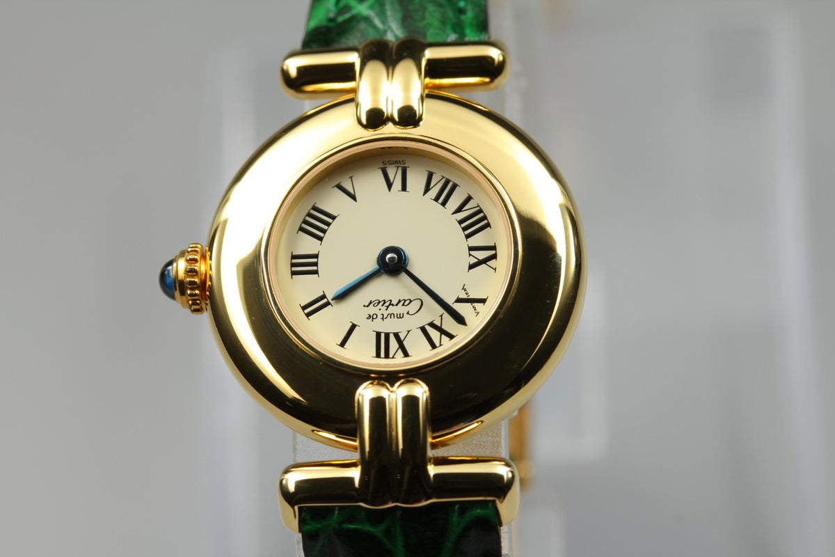 Cartier Must Colisee Vermeil 590002 Green Gold Women's Qz Watch Vintage [Box]