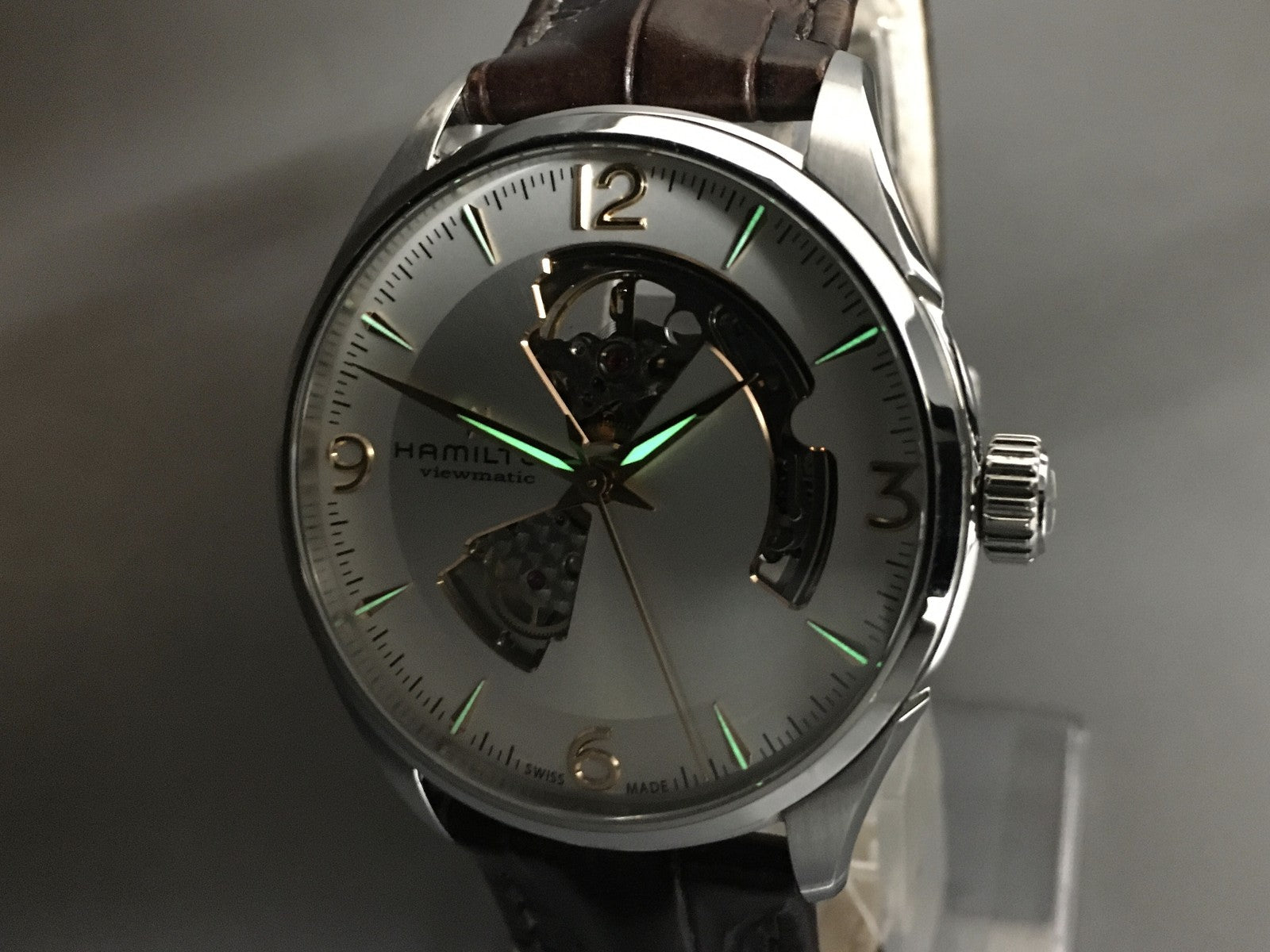 [Exc+5 Box] HAMILTON Jazzmaster H327050 Open Heart Brown Automatic Men's Watch