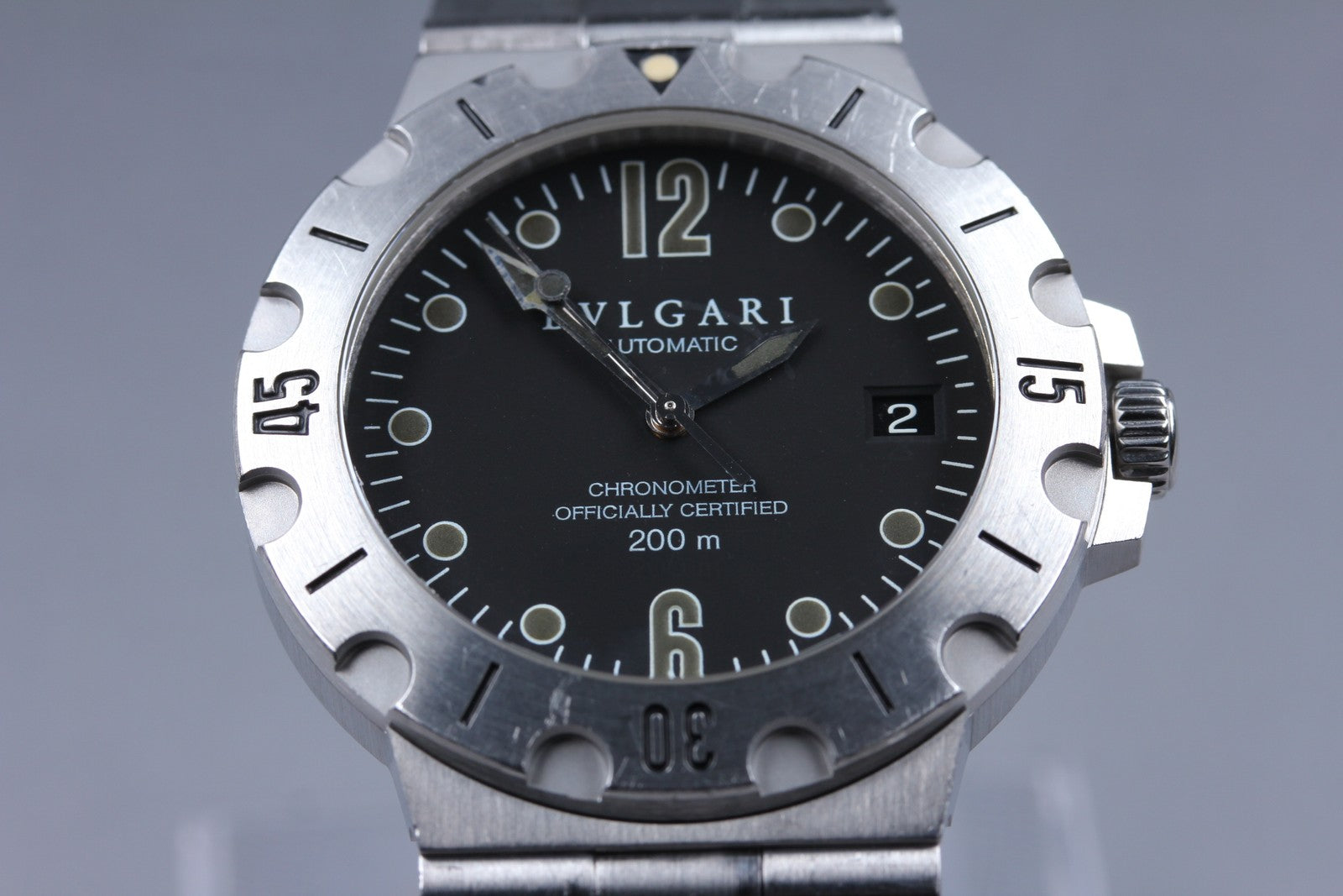 Overhauled [Exc+5] BVLGARI Diagono Scuba SD38S Black Automatic Men's Watch