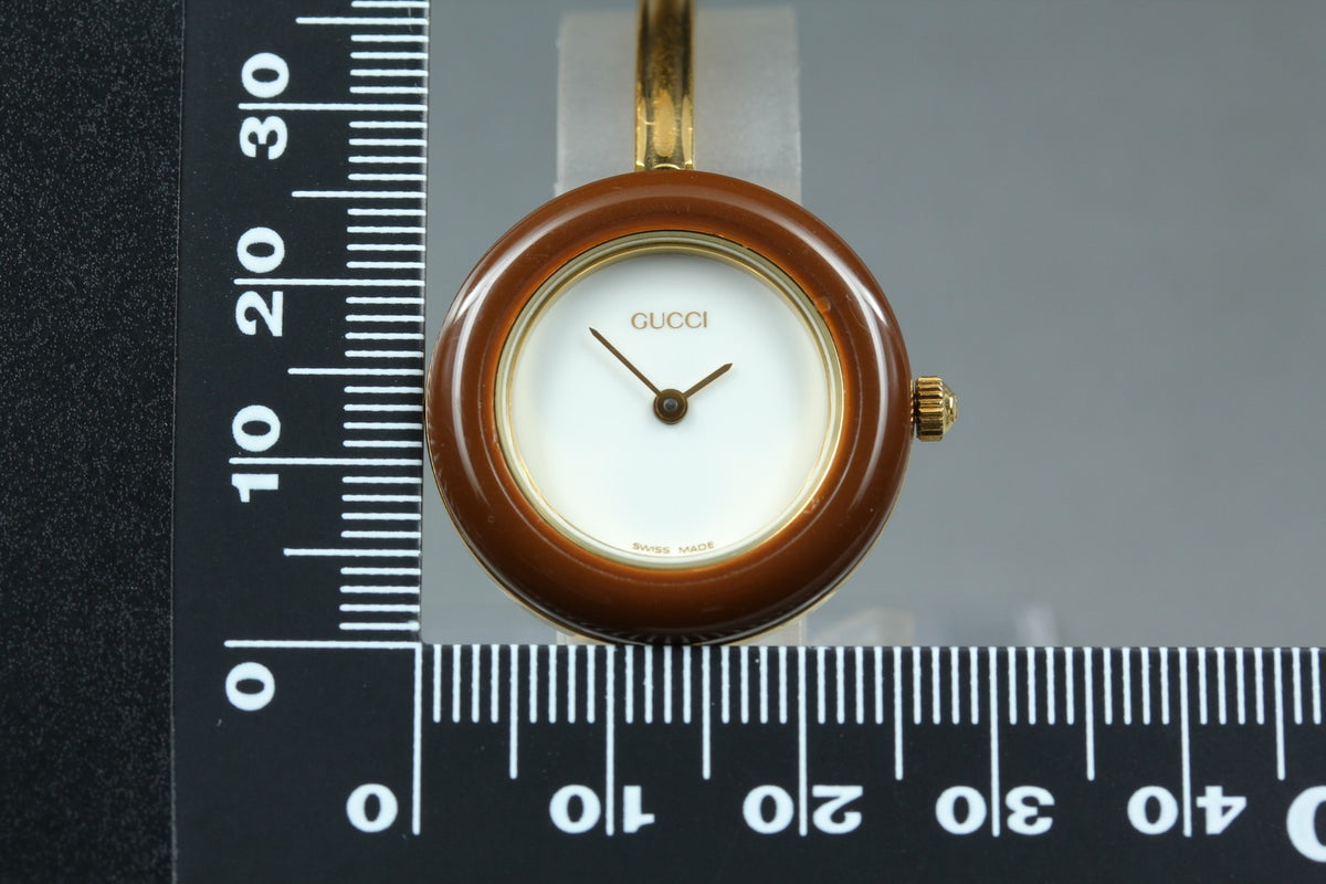 Gucci Change Bezel 11/12.2 Brown Bezel Gold Women's Quartz Watch Vintage