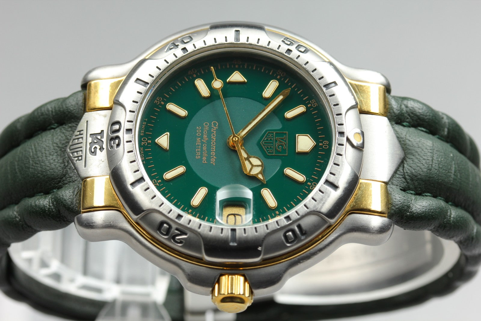 TAG HEUER 6000 Chronometer WH5153 -K1 Automatic Green Men's Watch 37mm JAPAN