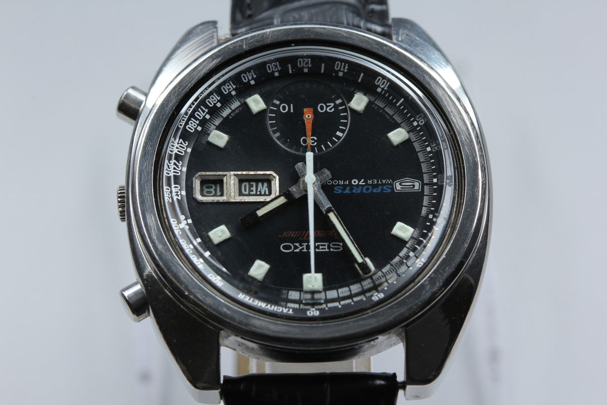 overhauled SEIKO 5 Sports Speed Timer 6139-6010 Automatic Men's Watch 39mm JAPAN