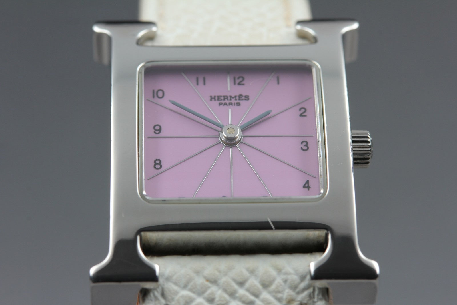 HERMES H Watch HH1.210 Silver Pink Dial 21mm Woman's Watch Quartz JAPAN
