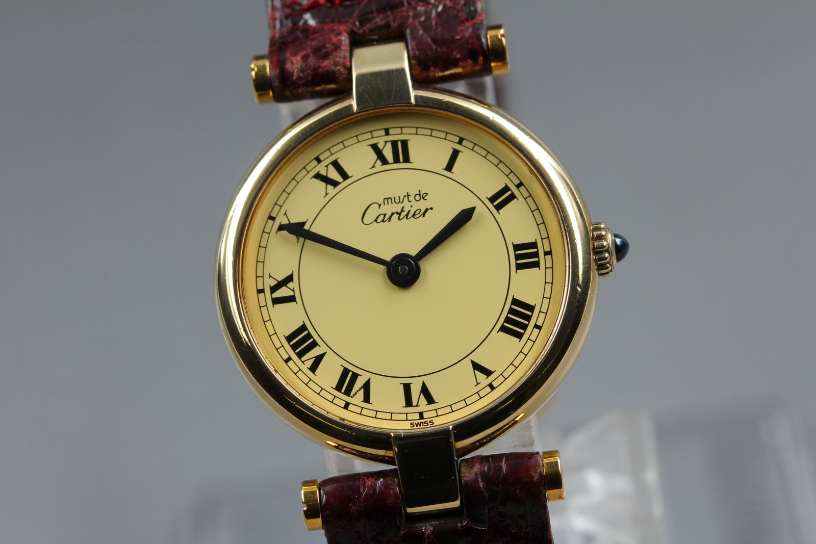 Vintage [Exc+4 Box] Cartier Must Vendome Vermeil Gold 23mm Women's Quartz Watch