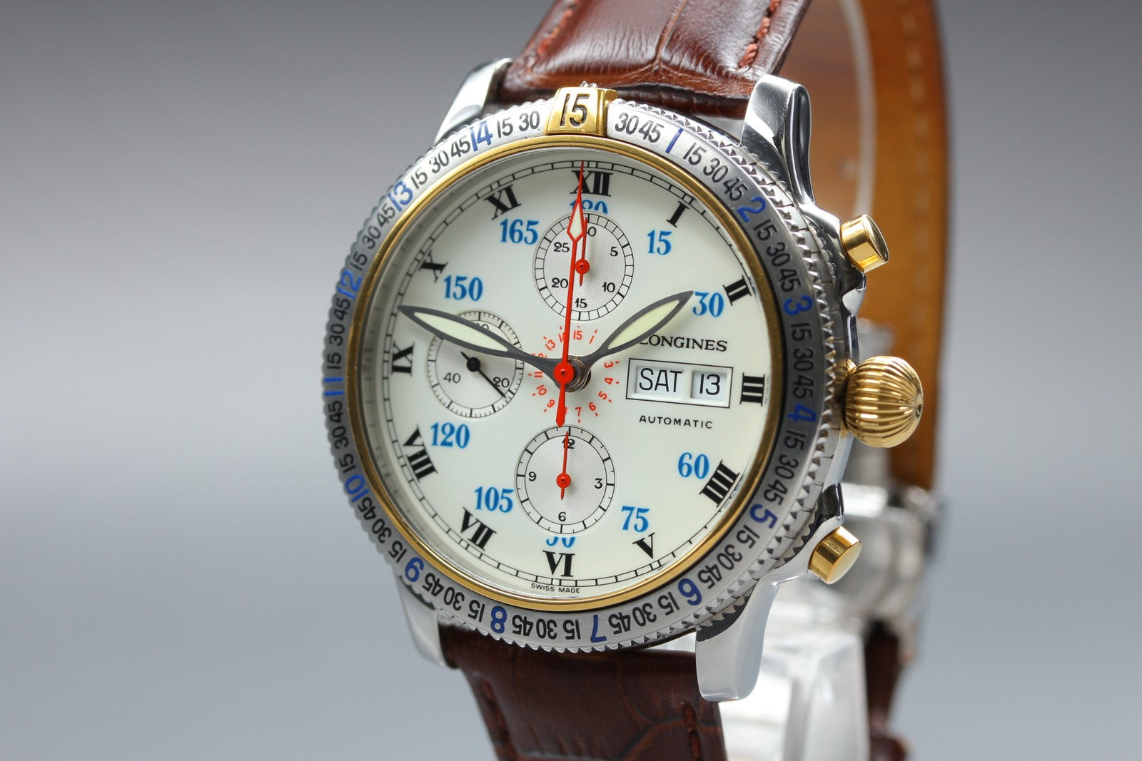 Longines Lindbergh Hour Angle Chronograph L2.618.5 41mm White Dial AT Mens Watch