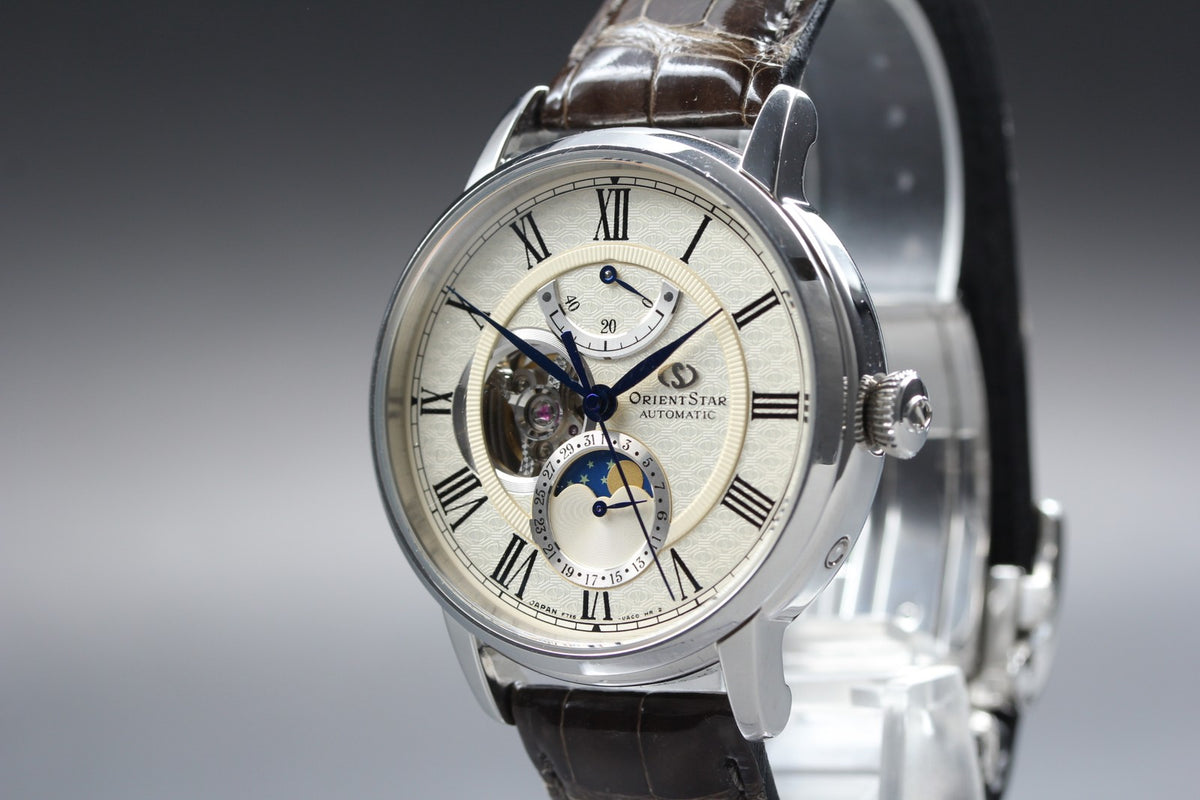 ORIENT Star F7X6-UAC0 Silver Dial Automatic Moon Phase Men's Watch 41mm JAPAN