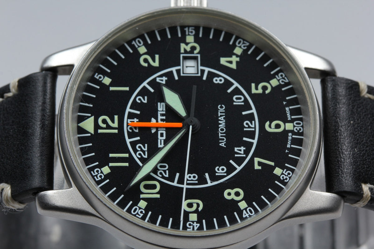 FORTIS Flieger GMT Aviator Pilot 596.10.148 Automatic Black Men's Watch 40mm JP