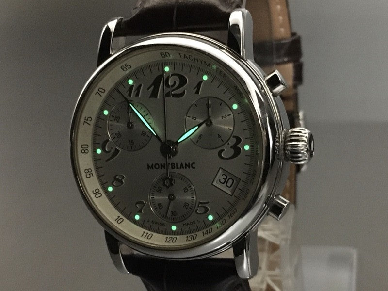 MONTBLANC Meisterstuck 7038 Chronograph Quartz Silver Men's Watch 35mm JAPAN