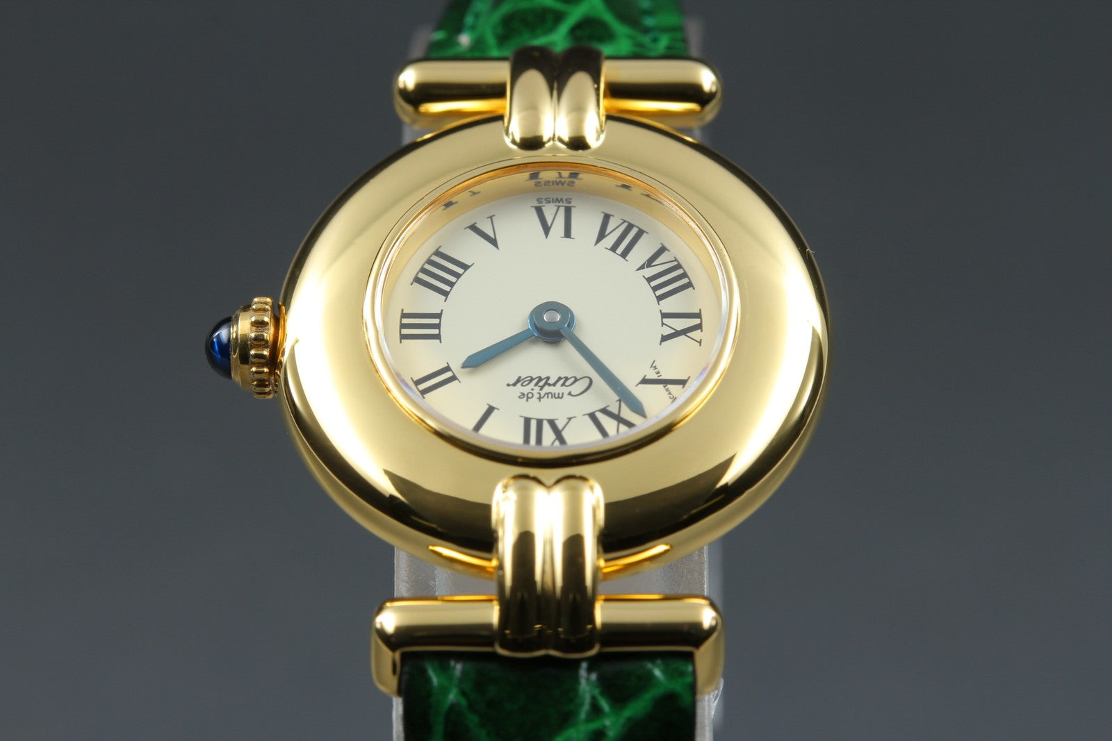 Vintage Cartier Must Colisee Vermeil 590002 Green Gold Women's Qz Watch [Box]