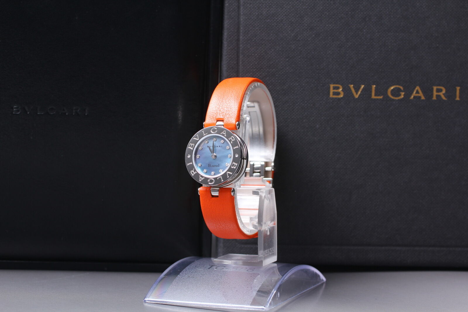 New Battery [N MINT Box] BVLGARI B.zero1 BZ22S 12P Diamond Blue shell Qz Watch