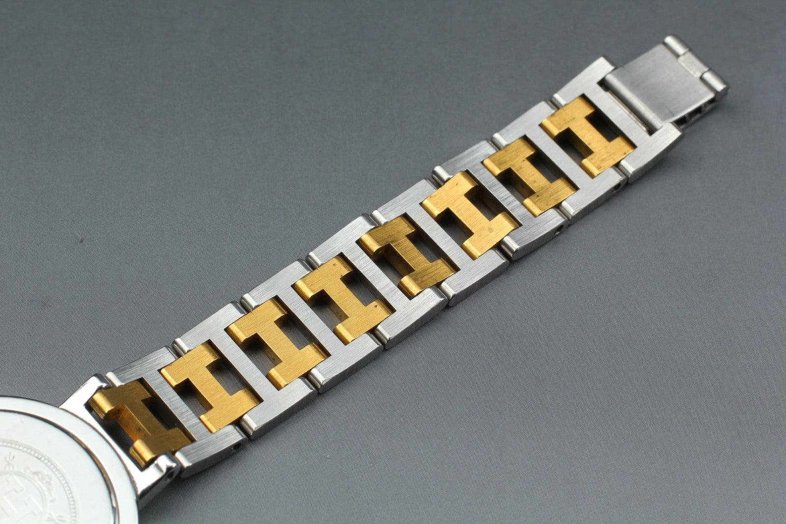 Vintage [Exc+5 Box] Hermes Clipper 30mm White Dial Gold Unisex Watch Quartz