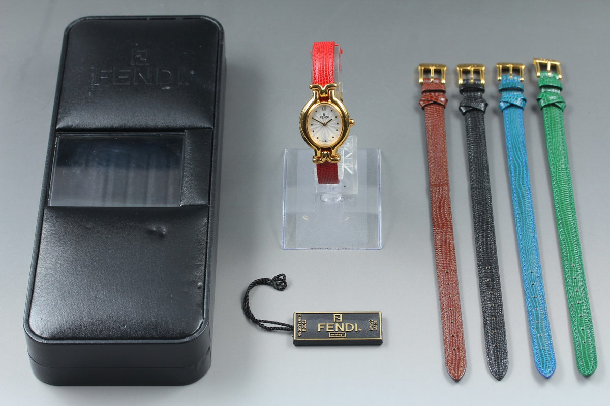 FENDI 640L Chameleon 5 Colors Belt Gold Women's Quartz Watch Vintage [Box]