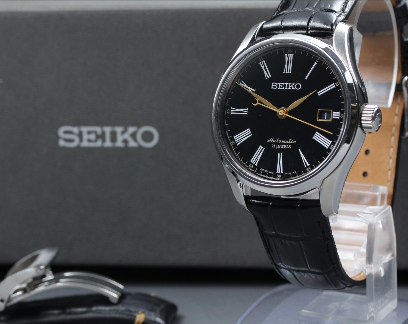 [Exc+5 Box] SEIKO PRESAGE 6R15‐03E0 SARX029 Black Automatic Men's Watch JAPAN