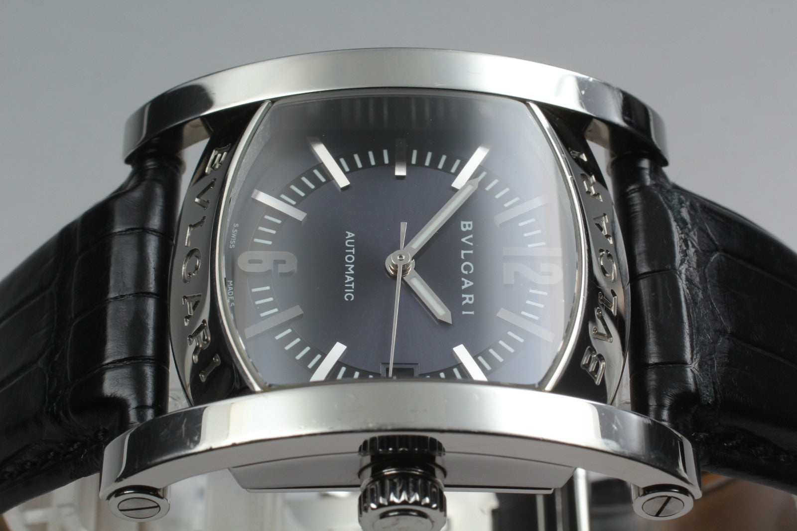 N MINT*Box BVLGARI Assioma AA44S Black Automatic Men's Watch 34mm From JAPAN