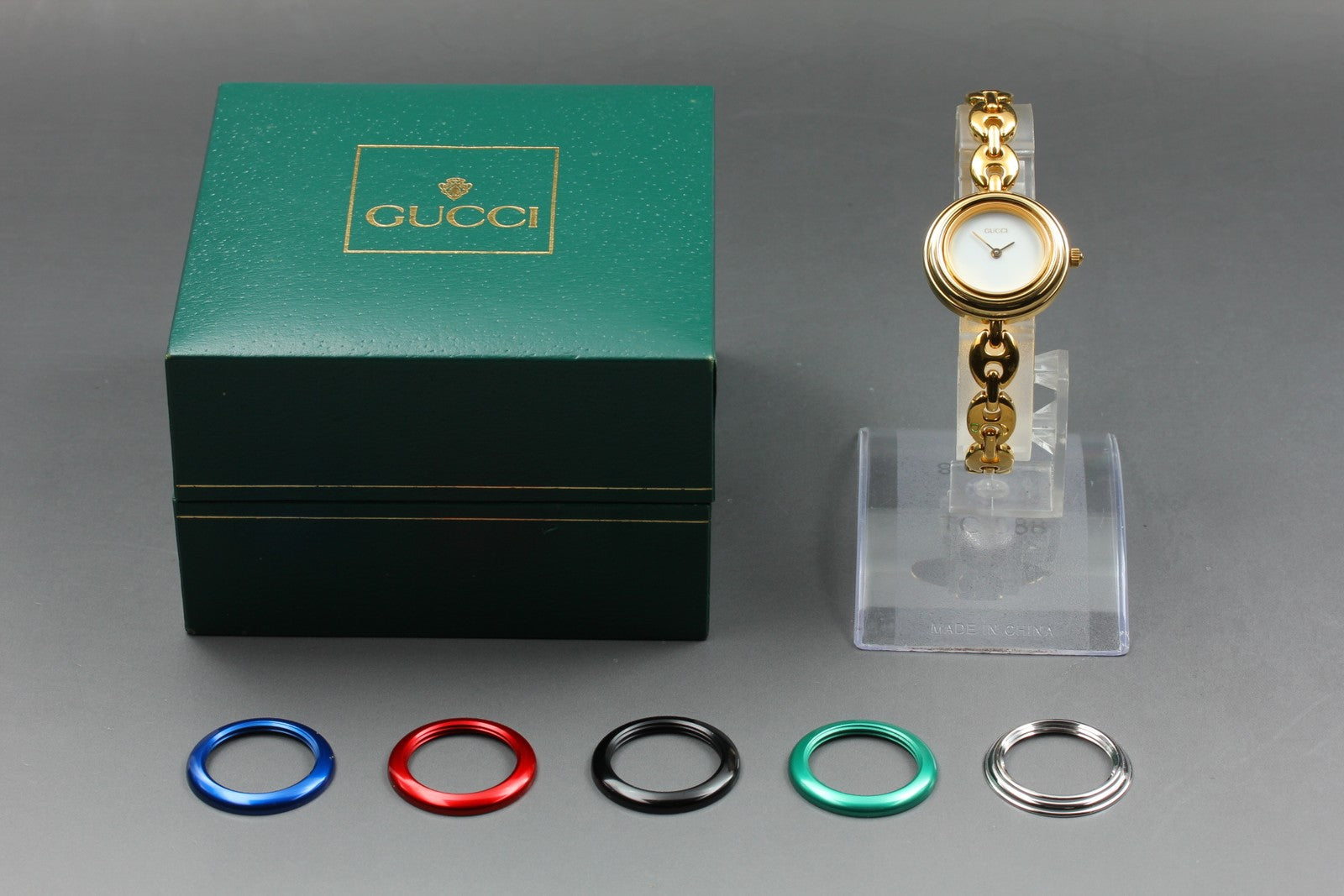 Gucci Change Bezel 11/12.2 6 Colors Gold Bracelet Women's Qz Watch Vintage [Box]