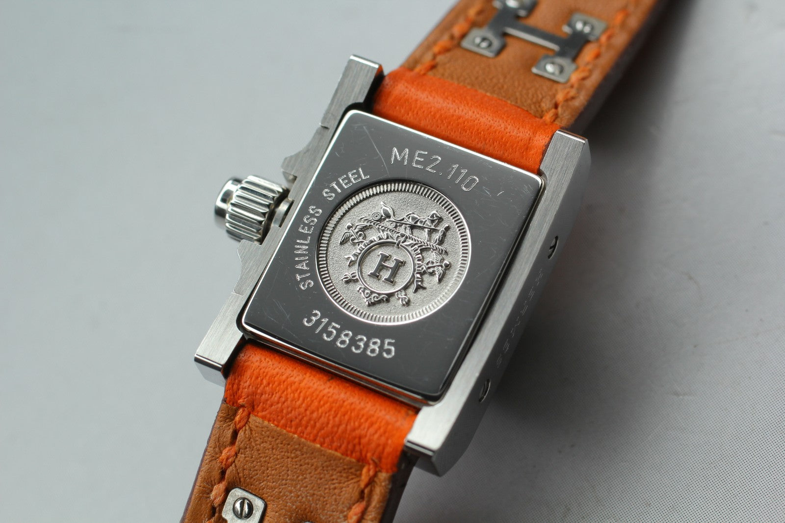 [Exc+5] HERMES Medor ME2.110 Silver Orange 17mm Woman's Watch Quartz From JAPAN