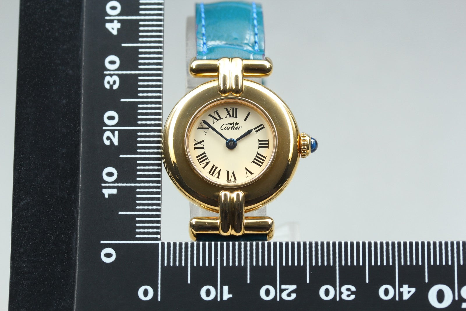 Vintage [ Near MINT- ] Cartier Must Colisee Vermeil 590002 Blue Women's Qz Watch