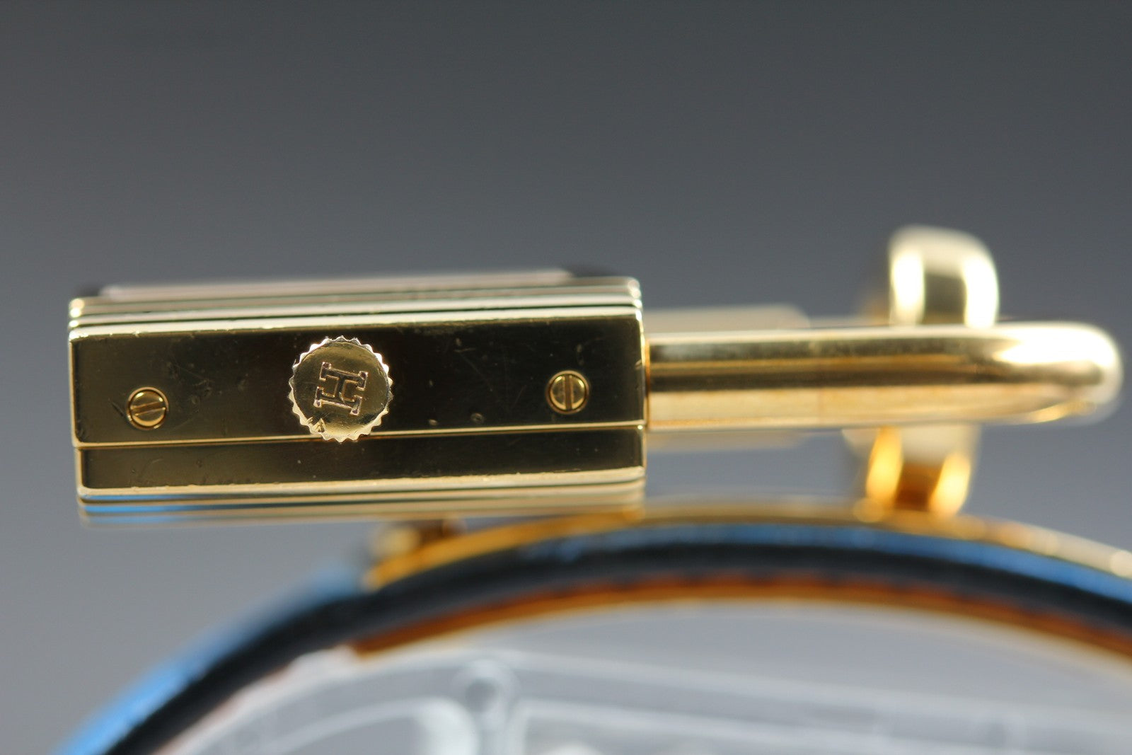 Vintage HERMES Kelly Watch Gold Blue "Z" Woman's Quartz Watch JAPAN [Box]