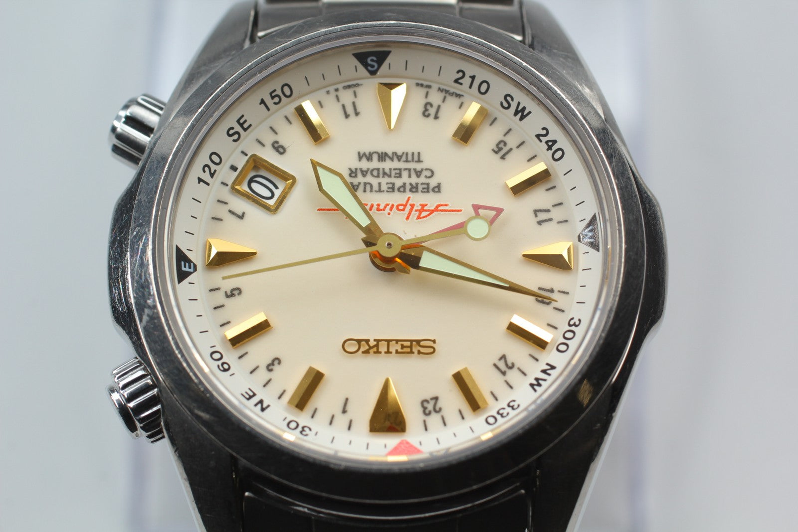 Overhauled SEIKO Alpinist 8F56-00D0 SBCJ021 Perpetual Titanium Men's Watch JAPAN