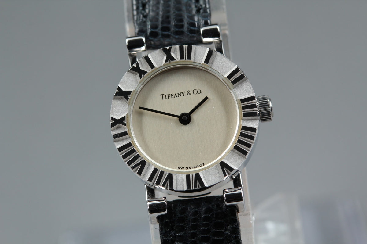 TIFFANY & Co. Atlas Mini S0640 Silver Dial Black 19mm Women's Quartz Watch