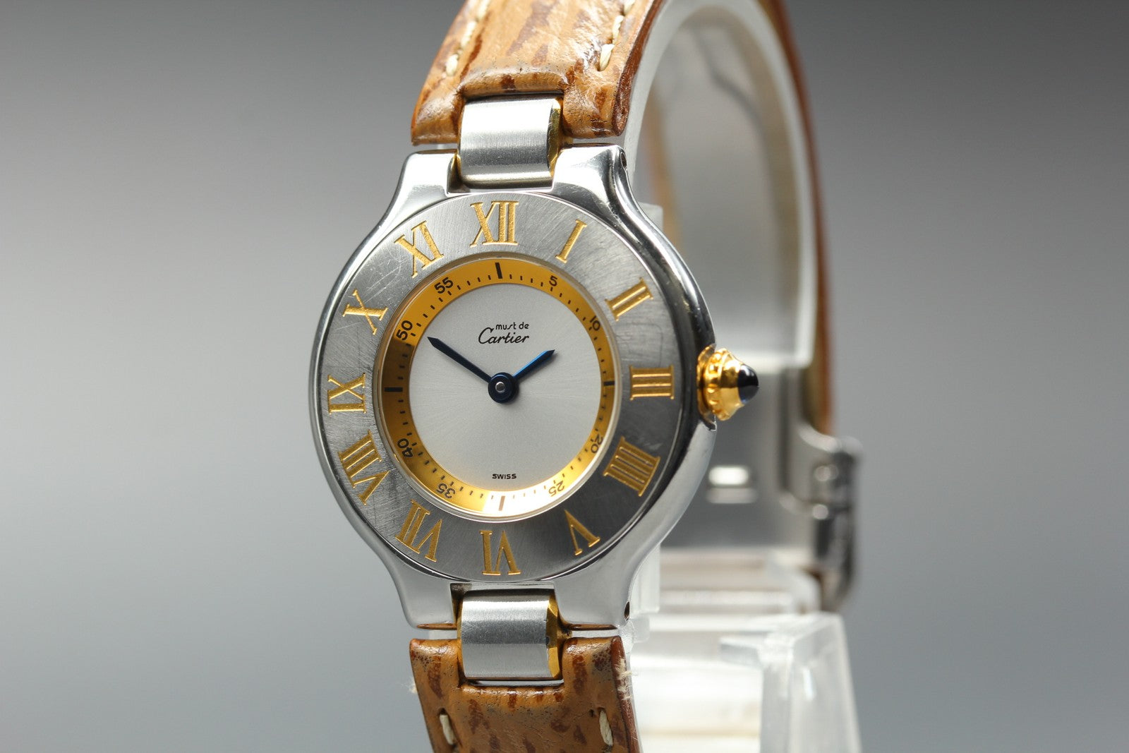 Exc+5 Box Cartier Must de Cartier 21 1340 Brown Silver 27mm Women's Quartz Watch