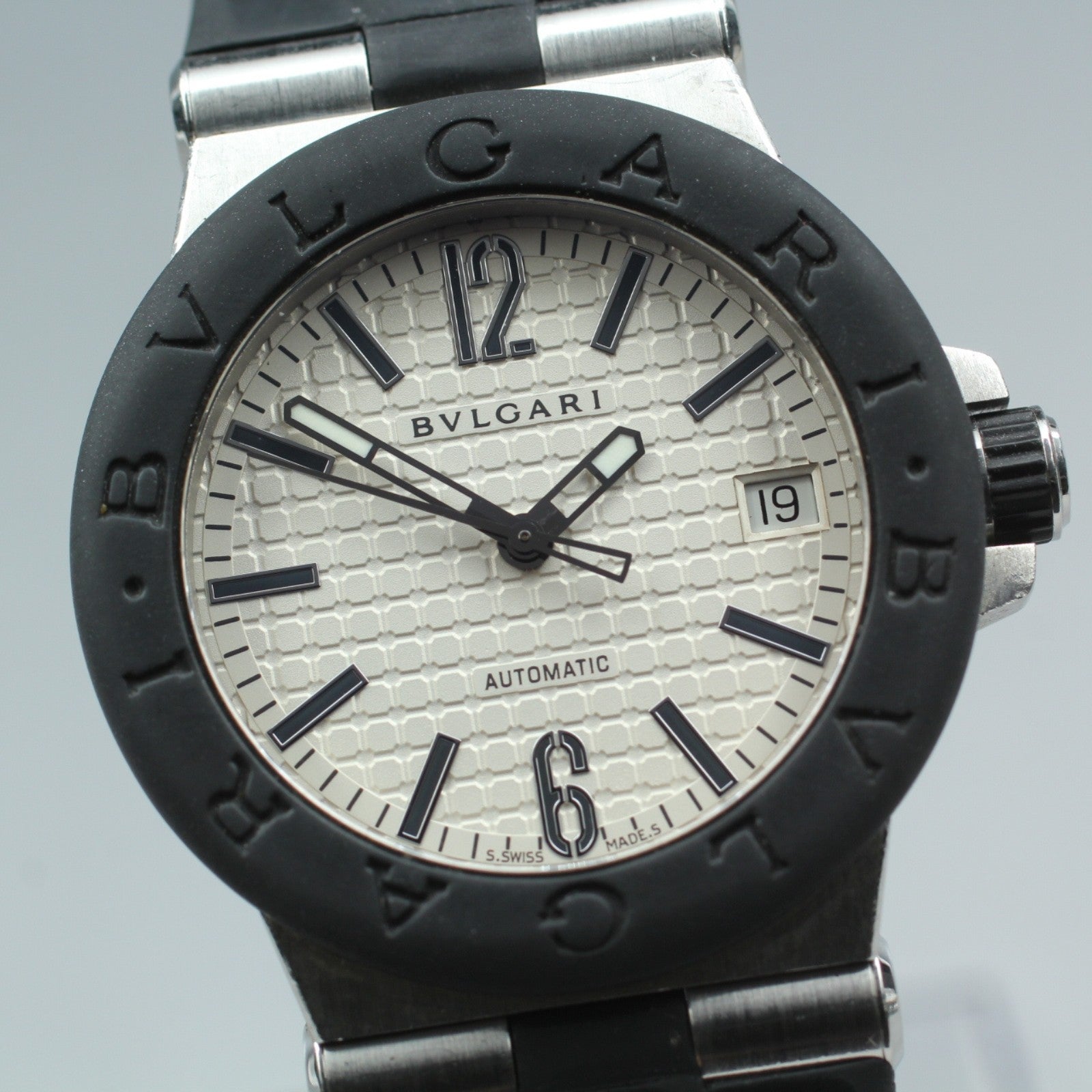 BVLGARI Diagono DG35SV White Dial Automatic Date Men's Watch 35mm From JAPAN