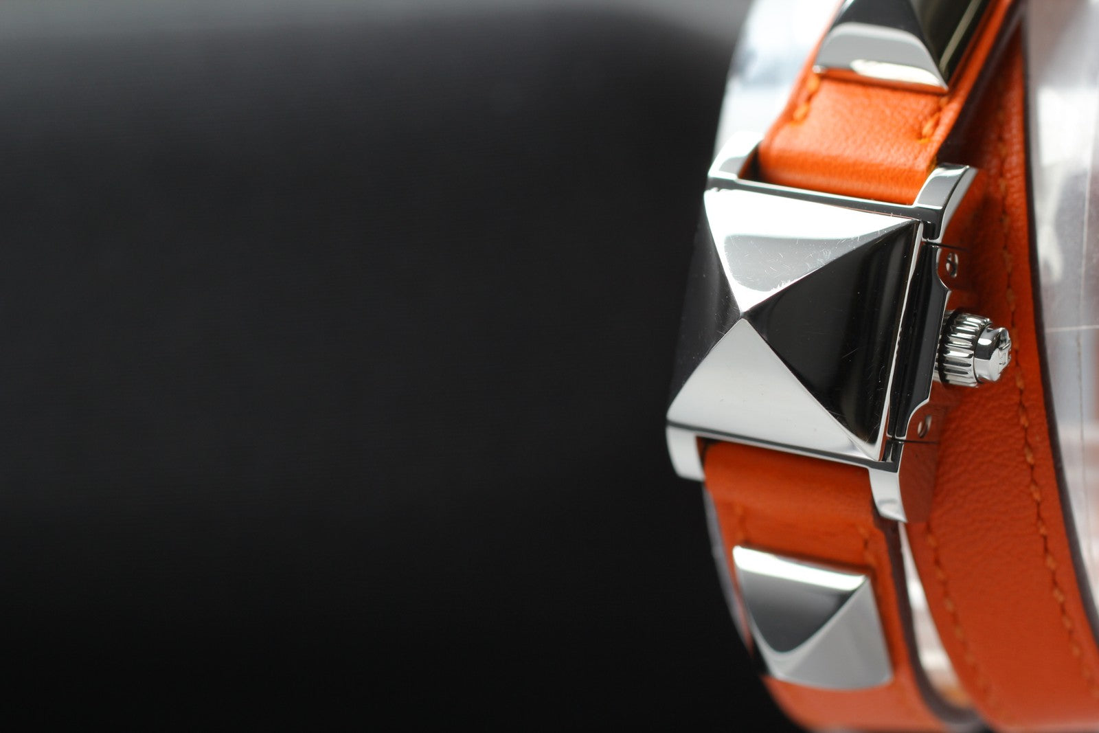 [Exc+5] HERMES Medor ME2.110 Silver Orange 17mm Woman's Watch Quartz From JAPAN