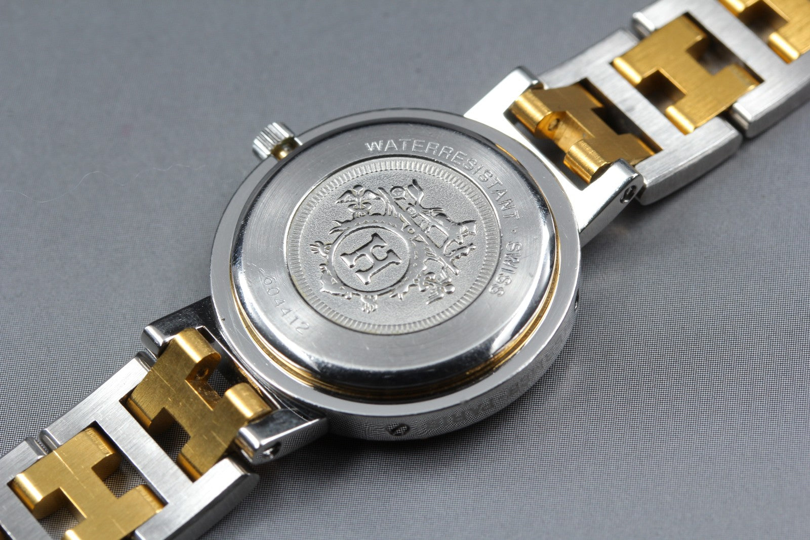Vintage Hermes Clipper 24mm Ivory Dial Gold Woman's Watch Quartz [w /Box]