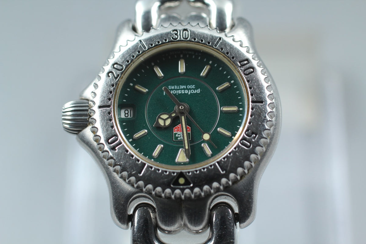 TAG Heuer SEL Professional 200M WG1419 Green Quartz Women's Watch 23mm JAPAN
