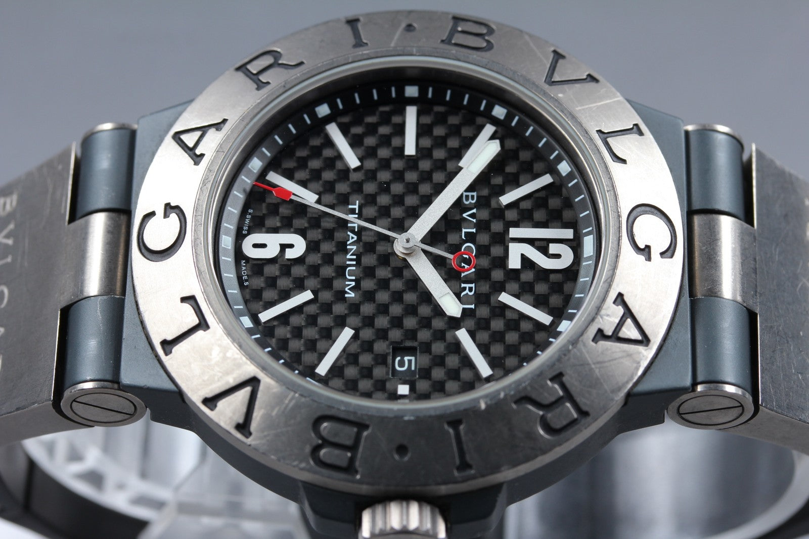 BVLGARI Diagono Titanium TI44TA Automatic Date Men's Watch 44mm JAPAN Exc+5*Box