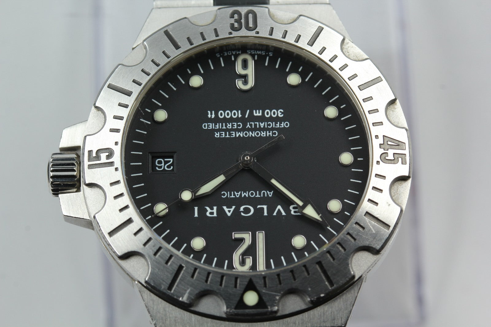 Exc+5*Box BVLGARI Diagono Scuba SD40S Date black Dial Automatic Men's Watch JP