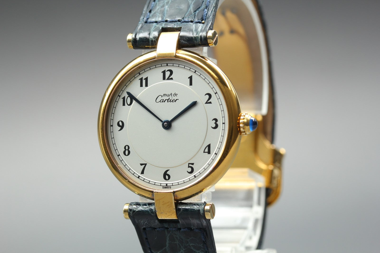 Vintage [Exc+5] Cartier Must Vendome 590003 Gold Vermeil Unisex Quartz Watch