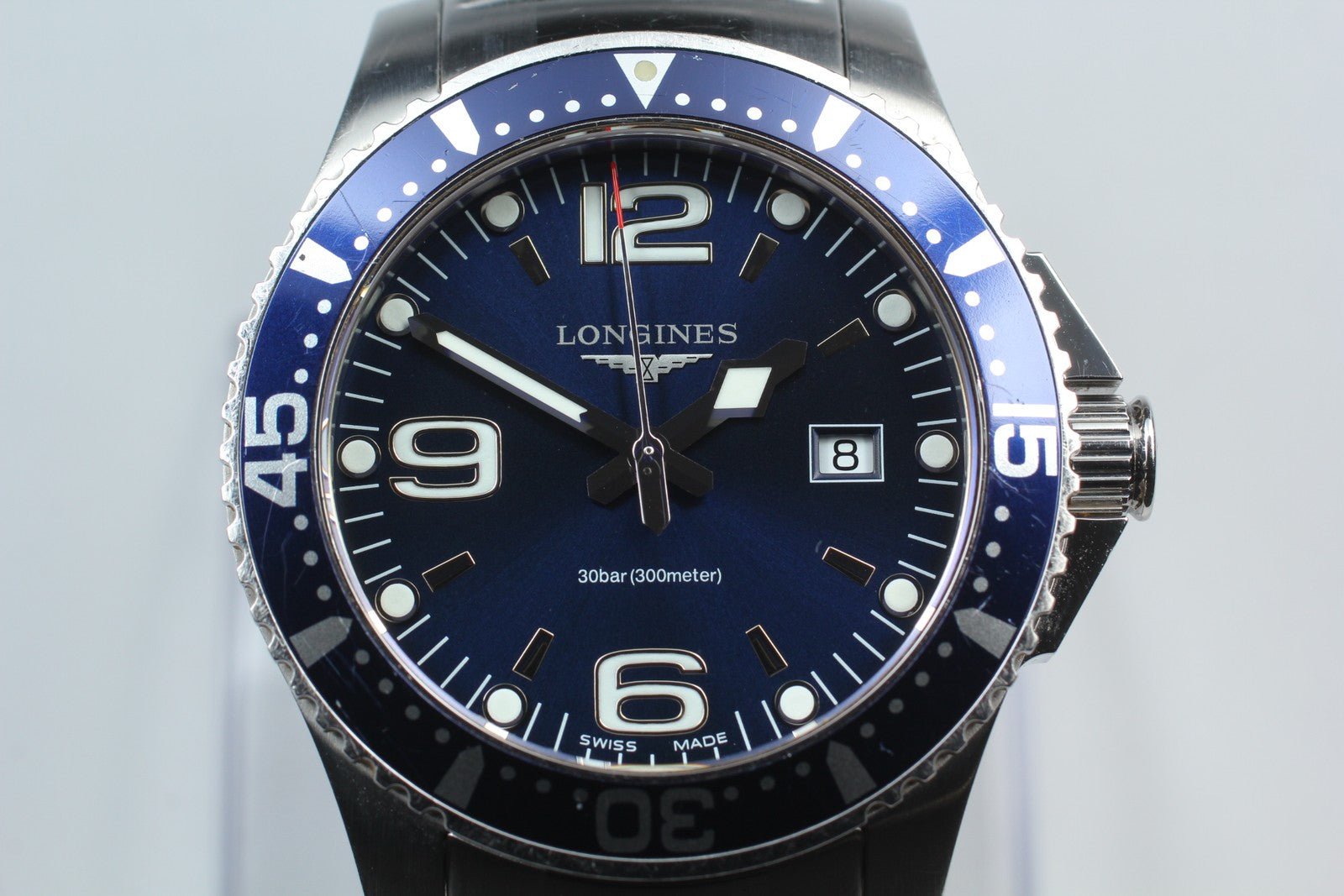 New Batt LONGINES Hydro Conquest L3.730.4 Blue Quartz Date Mens Watch 39mm Exc+5