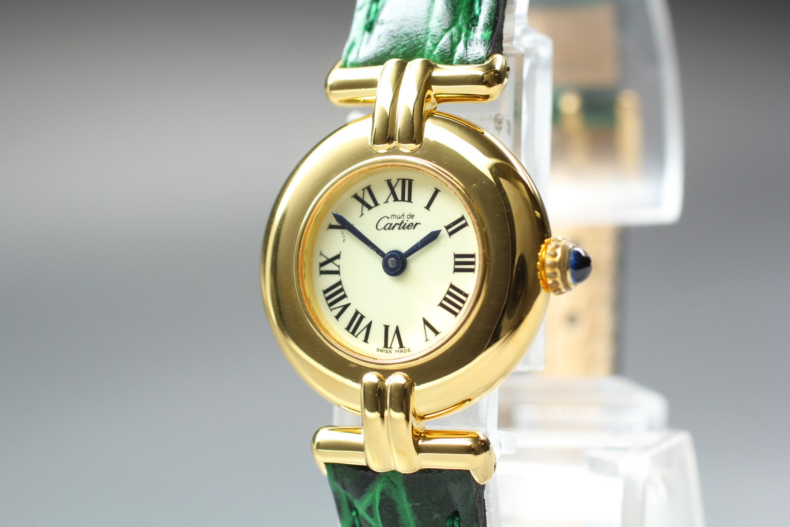 Vintage Cartier Must Colisee Vermeil 590002 Green Gold Women's Qz Watch [Box]