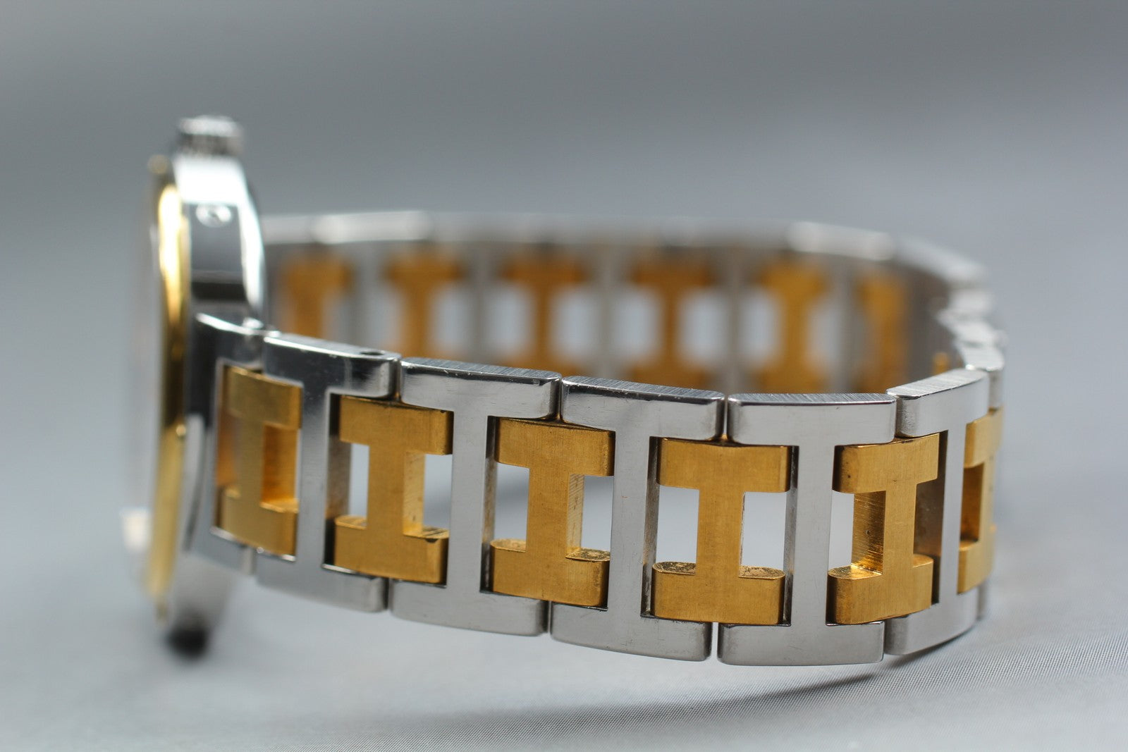 Vintage [Exc+5 Box] Hermes Clipper 30mm White Dial Gold Unisex Watch Quartz