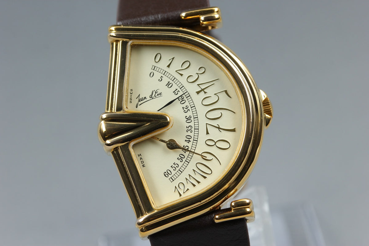 Jean D'Eve Sectora Gold Ivory Dial 30mm Men's Quartz Watch Vintage [Box]