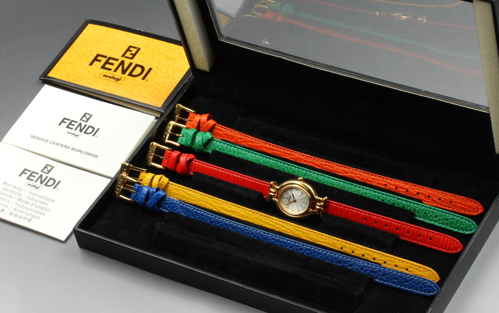 Vintage FENDI 640L Chameleon 5 Colors Belt Gold Women's Quartz Watch [Box]