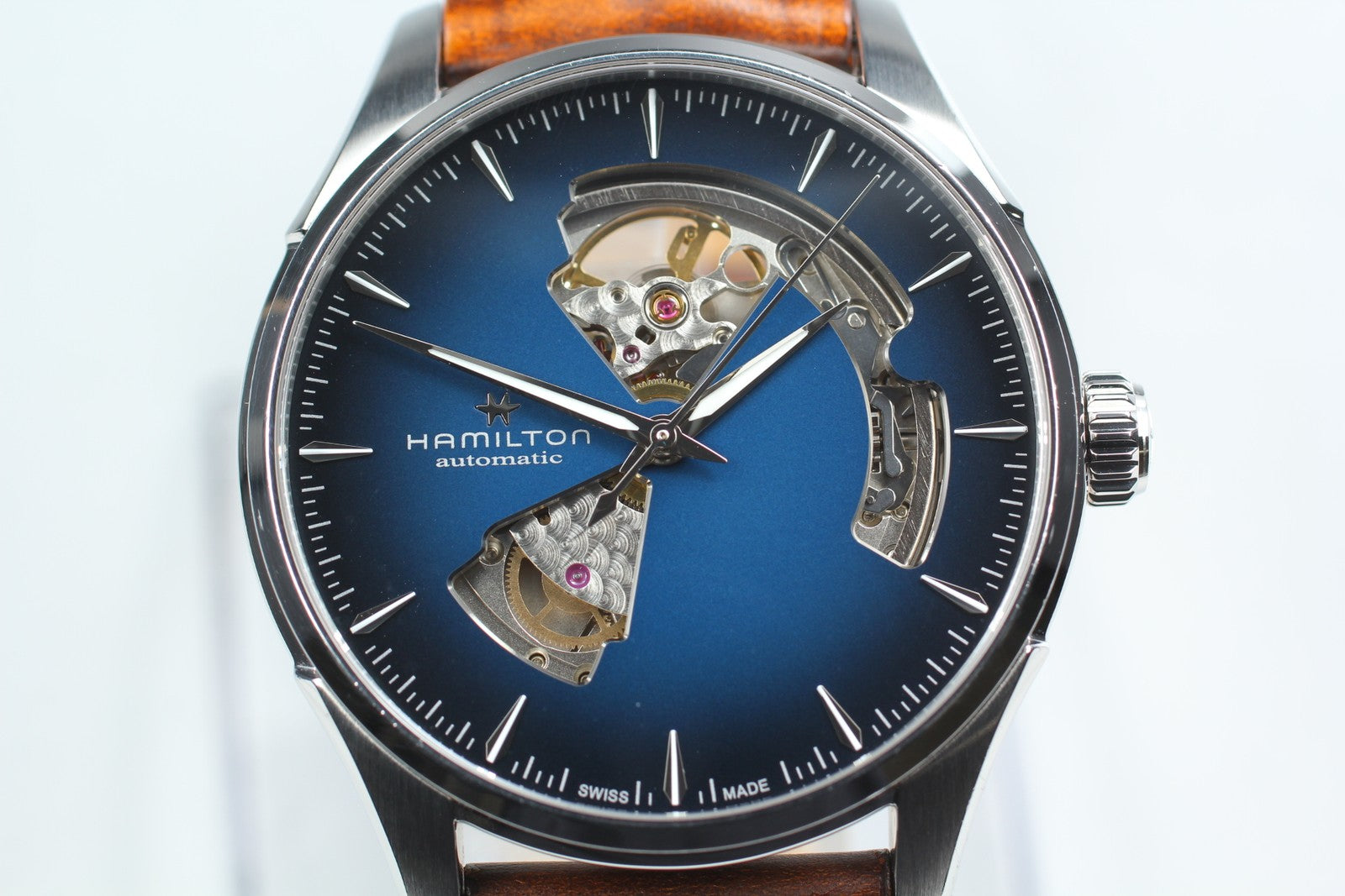 HAMILTON Jazzmaster Open Heart H326750 Blue Brown 39mm AT Men's Watch [Box]