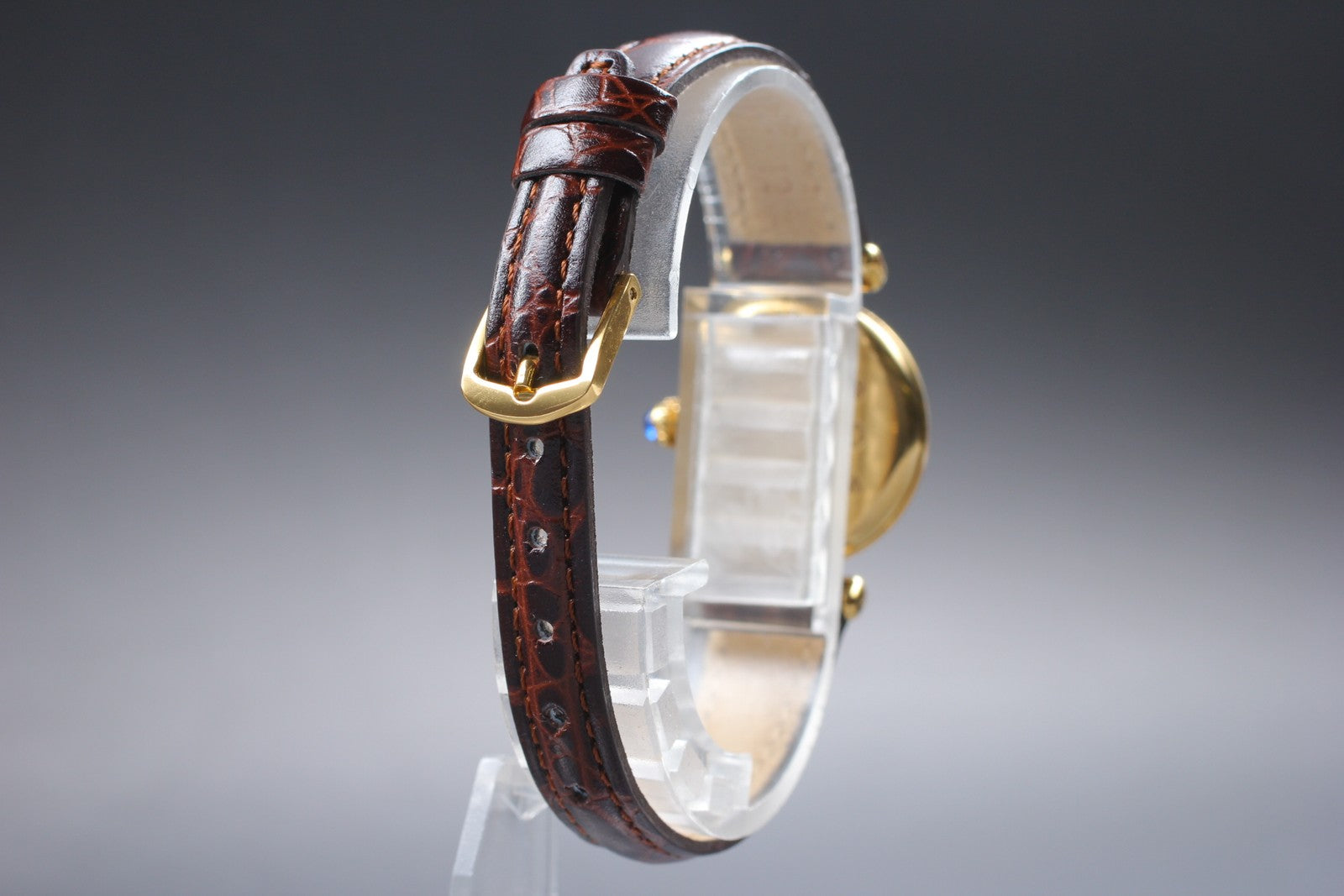 Vintage [Exc+5] Cartier Must Colisee Vermeil 590002 Gold Brown Women's Qz Watch
