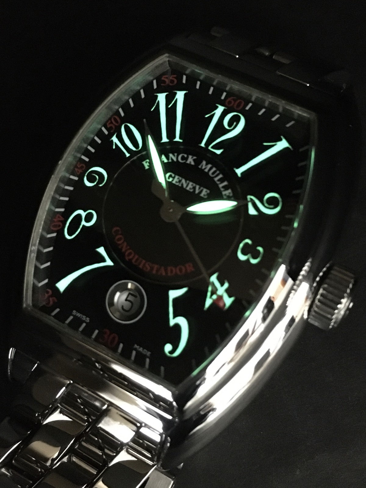 Franck Muller Conquistador 8005SC Automatic Silver Black 34mm Men's Watch [Box]