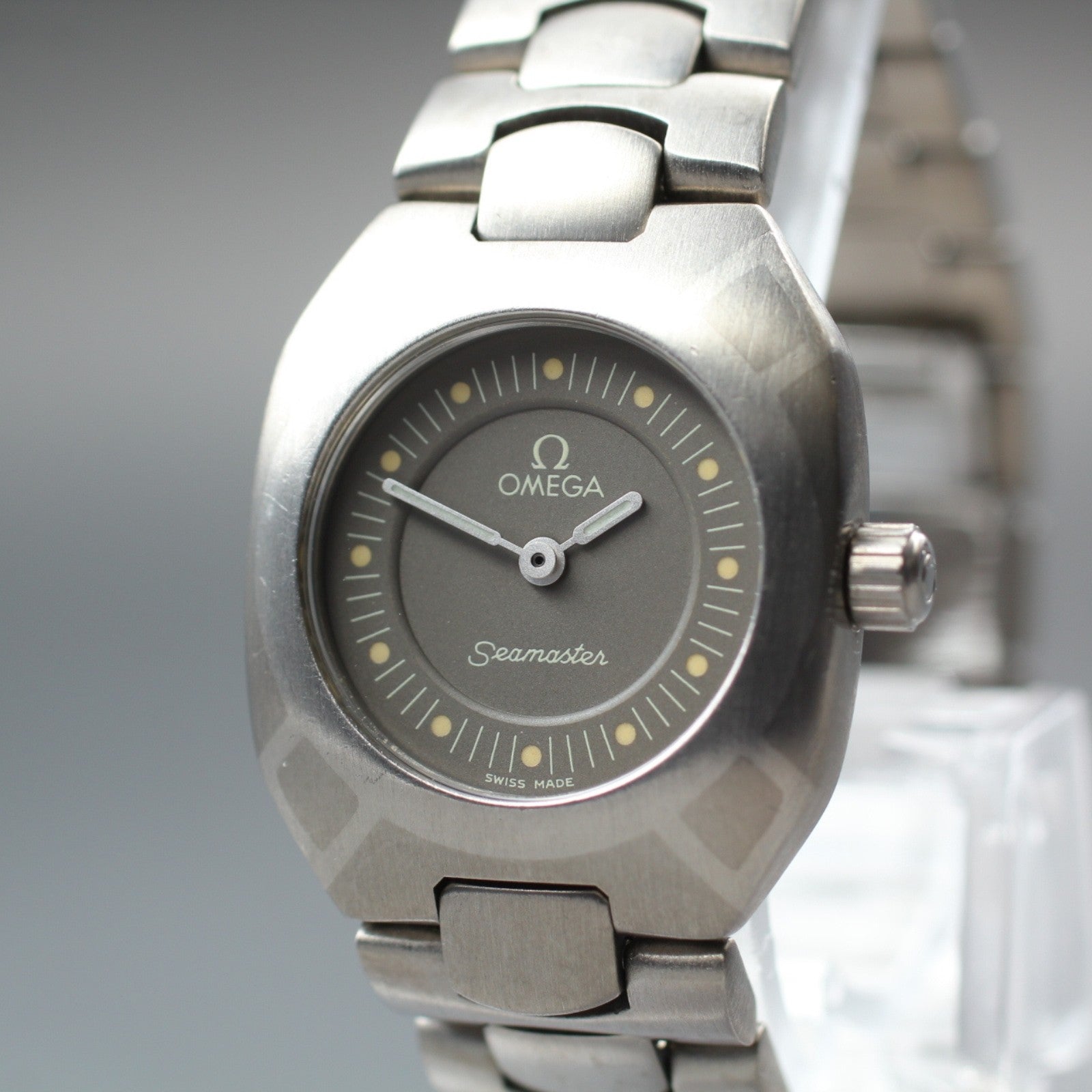 New Batt OMEGA Seamaster Polaris Titanium Cal.1450 Gray Women's Watch 22mm JAPAN