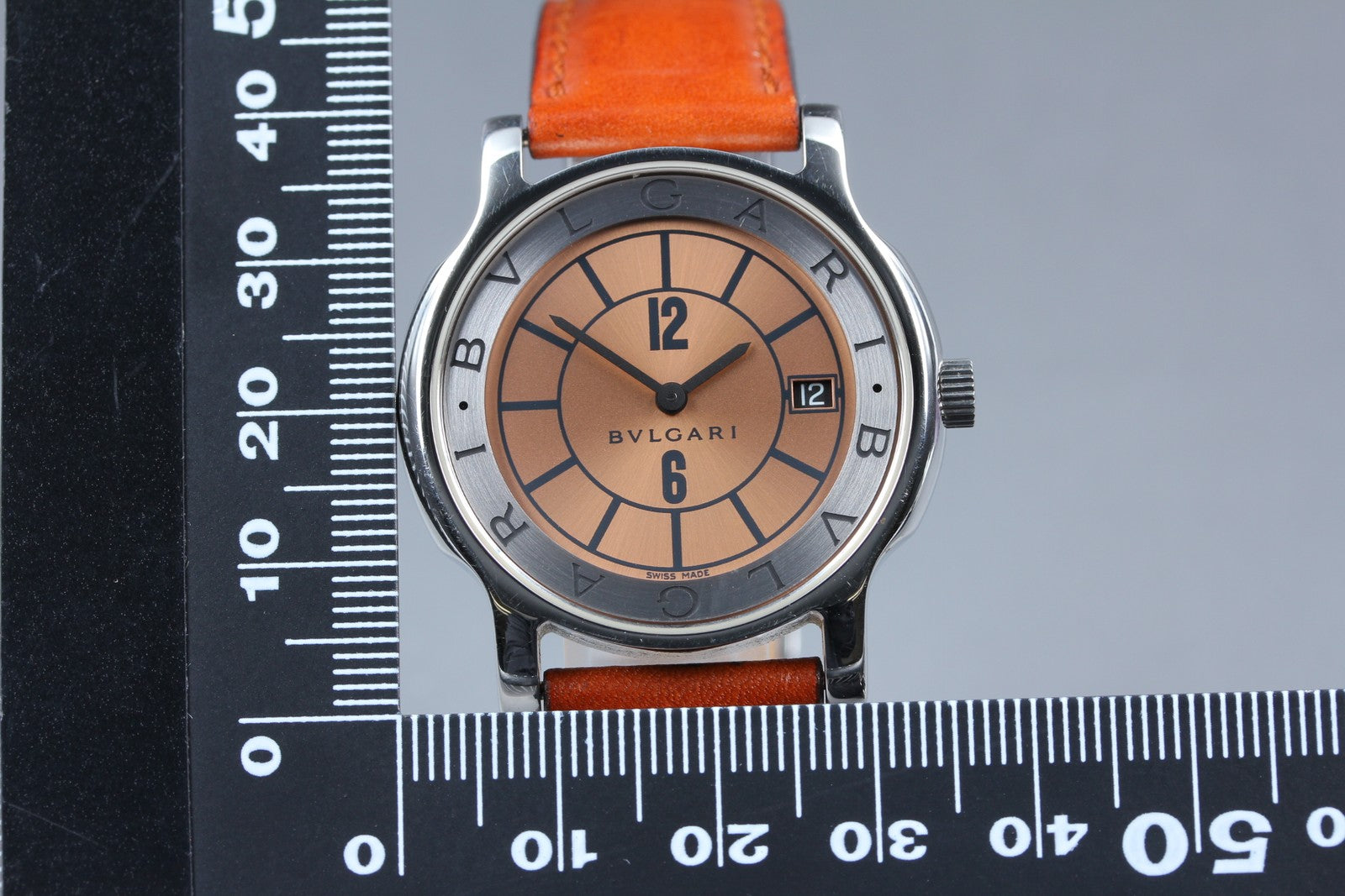 New Batt BVLGARI SOLOTEMPO ST35S Pink Quartz Men's Watch 35mm JAPAN Box