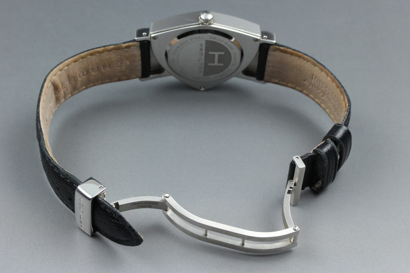 HAMILTON Ventura H244112 32mm Quartz Black Silver Men's Watch [Near MINT]