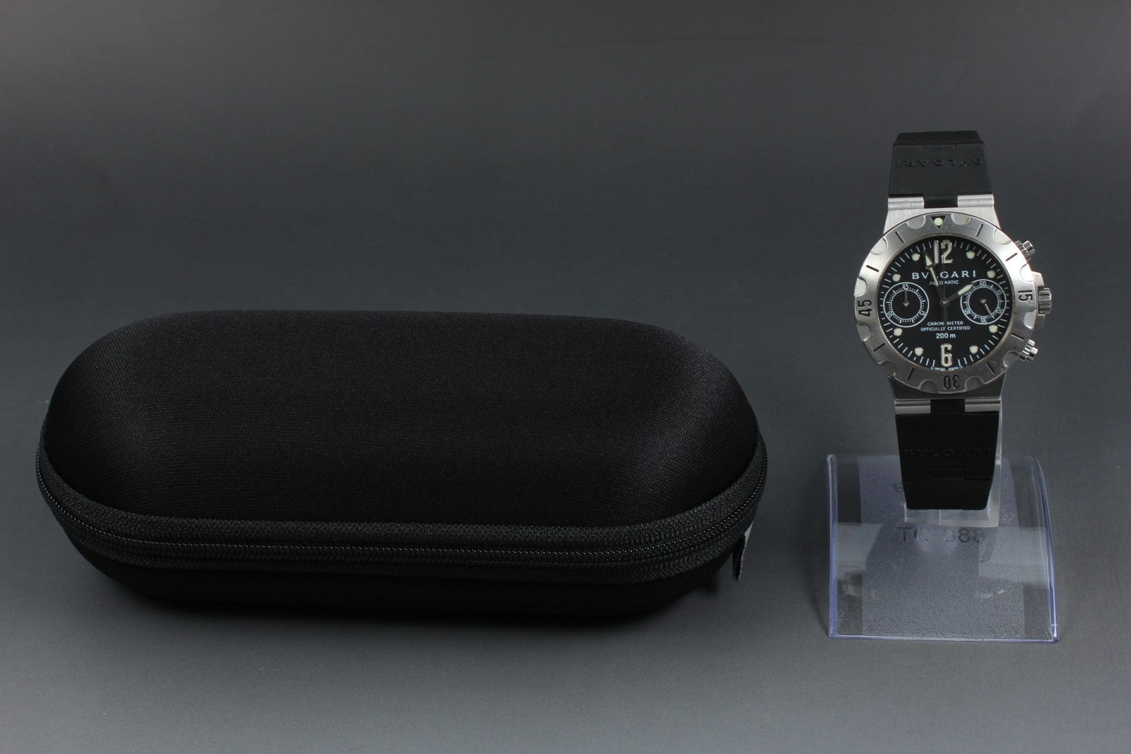 Exc+5* BVLGARI Diagono Scuba SCB38S Automatic Black Men's Watch 38mm From JAPAN