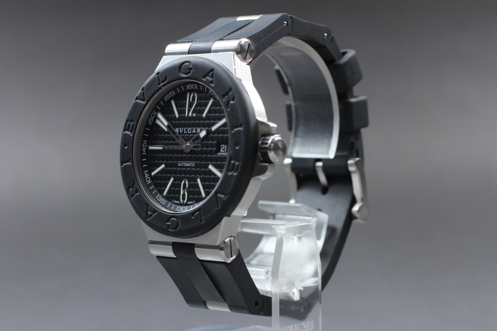 [Exc+5]Box BVLGARI Diagona DG40SV Automatic Black Dial Boy's Watch 40mm JAPAN