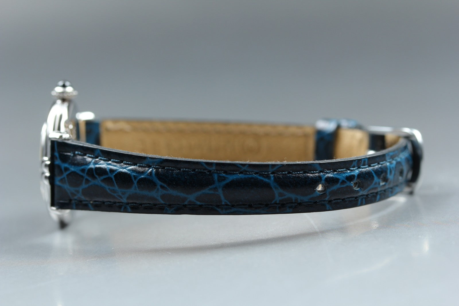 [Overhauled] Cartier Must Colisee Vermeil 2411 Silver Blue Womens Qz Watch Pouch