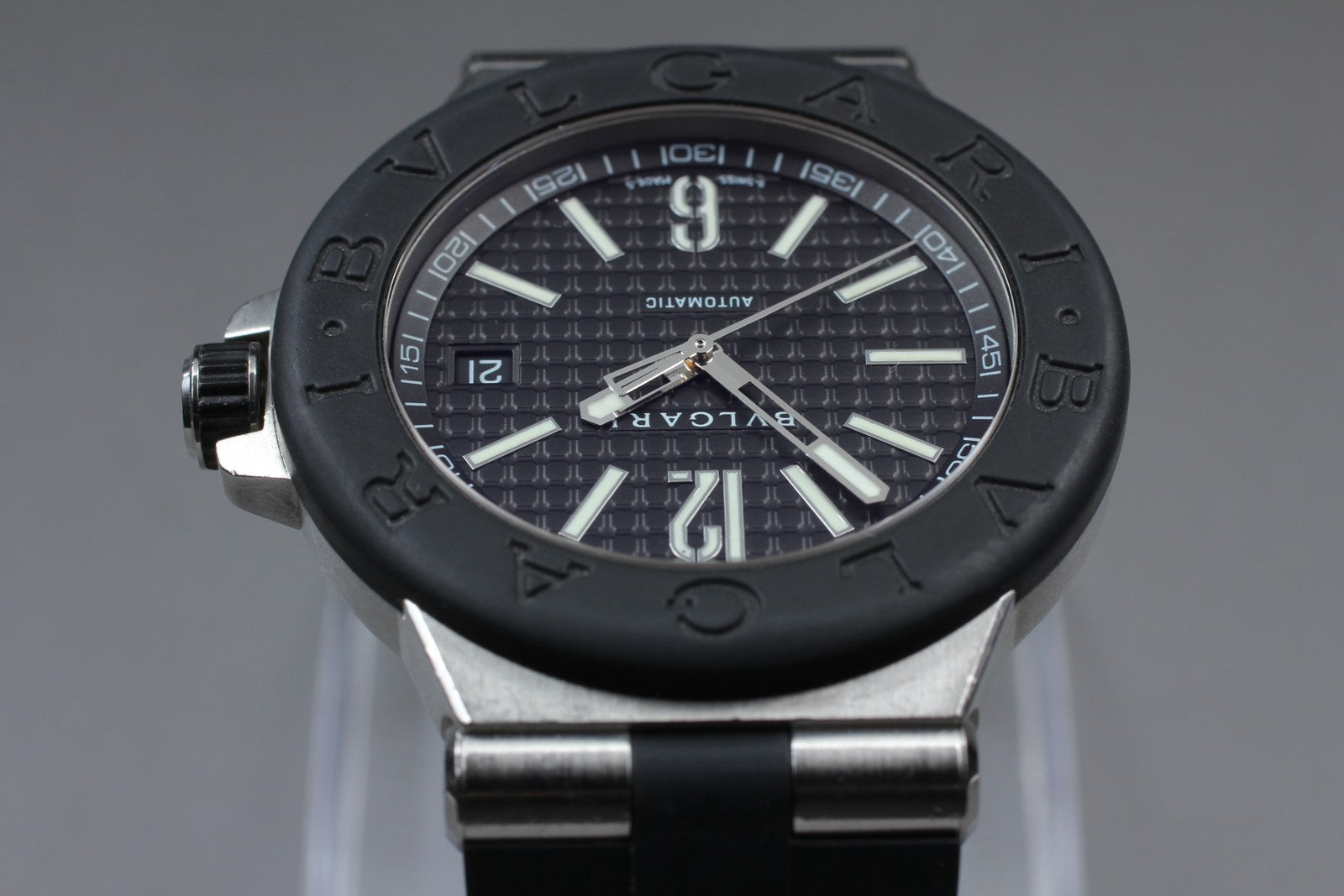[Exc+5]Box BVLGARI Diagona DG40SV Automatic Black Dial Boy's Watch 40mm JAPAN