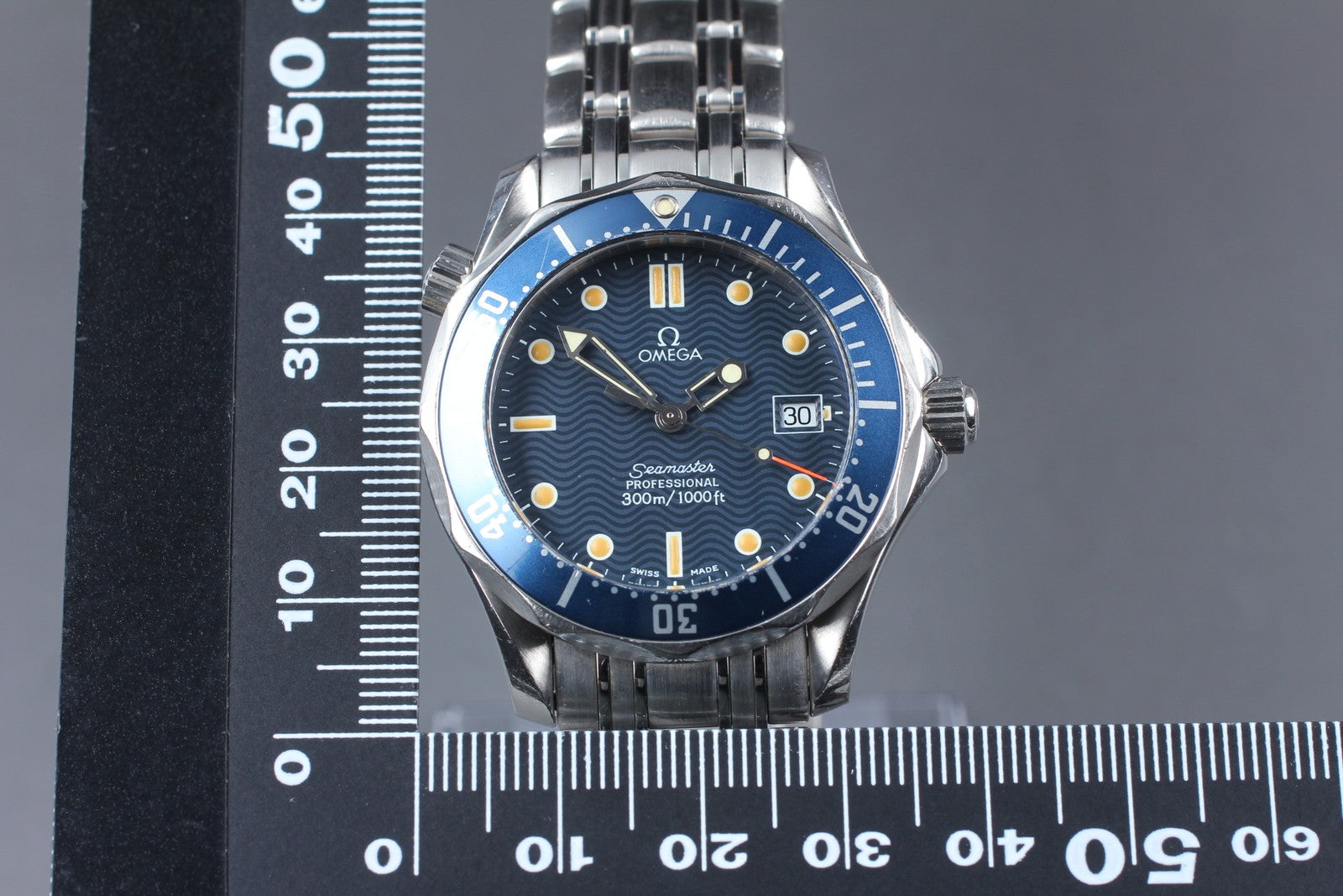 [Exc+5 Box] OMEGA Seamaster 2561.80 300M Date Blue 36mm Men's Quartz Watch
